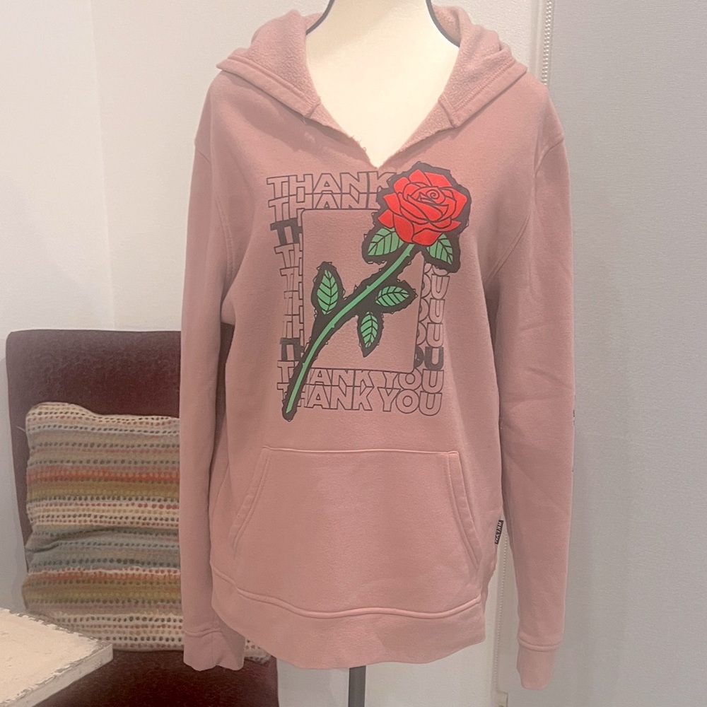 Cozy Pink Hoodie with Rose Design